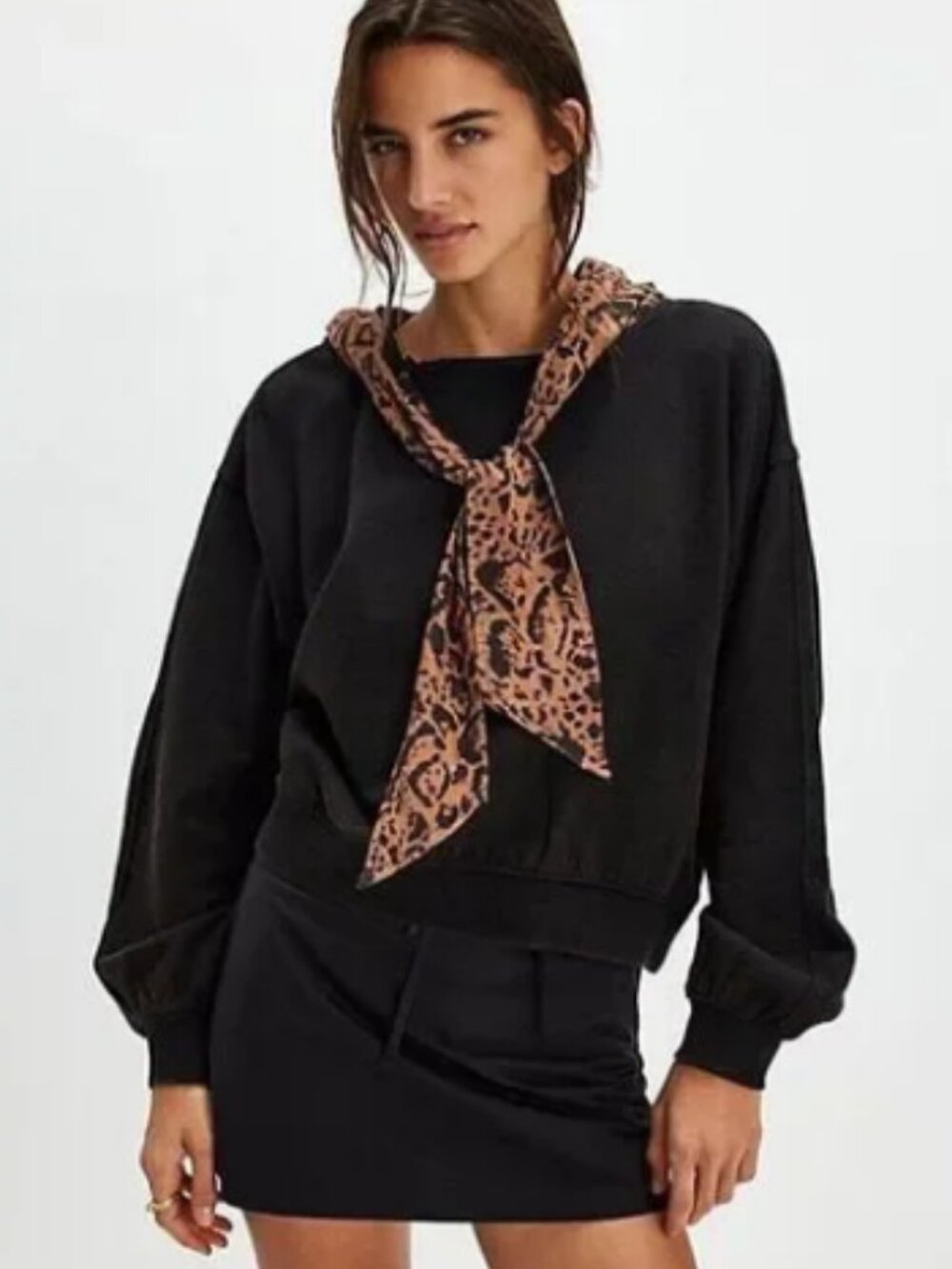 NWOT Free People Headscarf Hoodie Animal Print Small *Can fit Medium